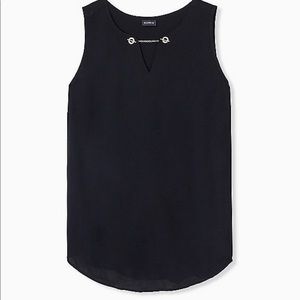 Black Crepe Chain Front Tank